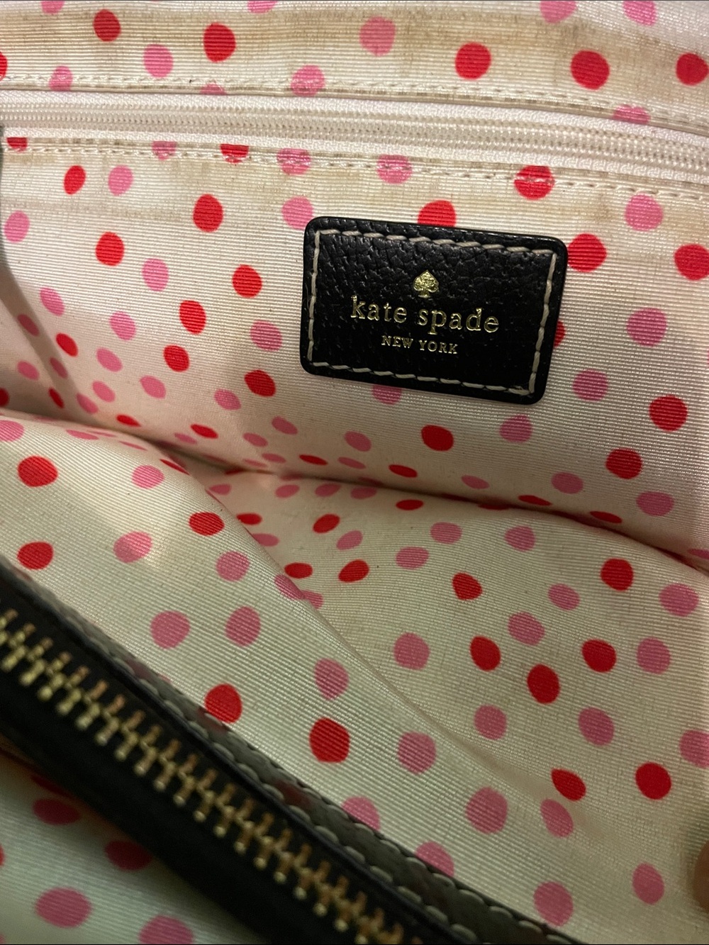 kate spade Black Leather Tote with Gold Logo Plate - Picture 9 of 11